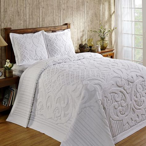 White Bedspreads, Twin Bedspreads, Bedroom Interiors, Queen Bedspread, Led Wand, Chenille Bedspread, Cotton Bedspread, Bedding Stores, Bedspread Set