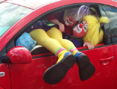 clown car pool Clown License, Clown Tumblr, Clown In A Cornfield Aesthetic, Clown On Vacation Vibes, Clown On Unicycle, Clown College, Clown Car, Clowncore Aesthetic, Clown Energy Memes