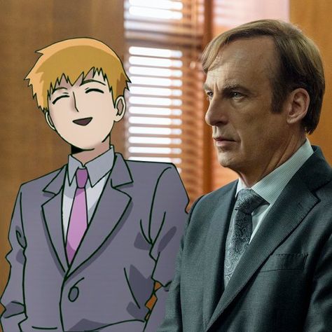 Saul Goodman And Reigen, Reigen Saul Goodman, Breaking Bad Saul, Arataka Reigen, Reigen Arataka, Better Call Saul Breaking Bad, Saul Goodman, Minecraft Mobs, Mob Physco 100