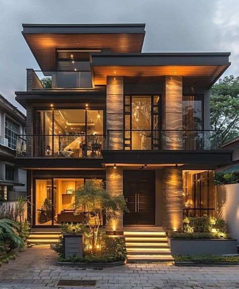 Small 2 Storey House Design Modern, Cozy House Aesthetic Exterior, Modern Industrial House Exterior, Loft House Design Exterior, Loft House Exterior, Scandi Industrial, Industrial House Exterior, Modern Contemporary House Plans, Loft House Design