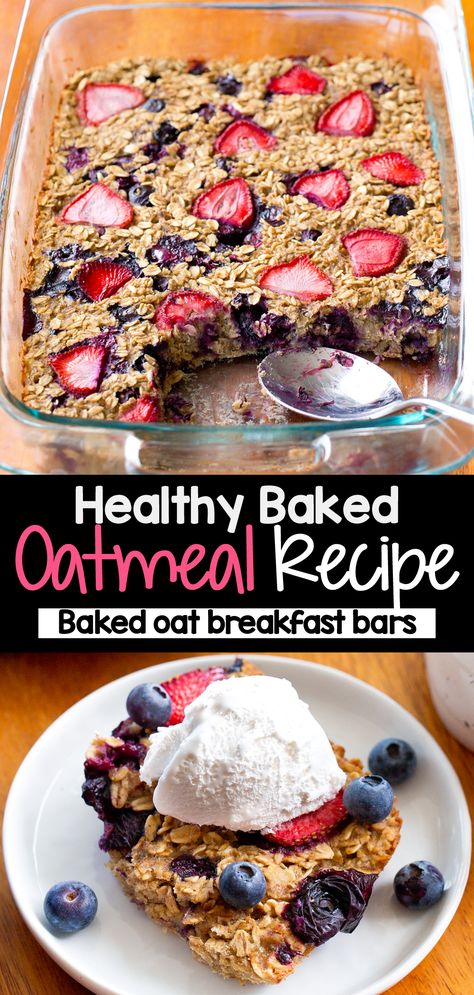 Oatmeal Bake Without Eggs, Healthy Holiday Breakfast Ideas, Oatmeal Breakfast Ideas, Breakfast Baked Oatmeal, Fruit Meals, Low Calorie Oatmeal, Healthy Breakfast Baking, Healthy Baked Oatmeal, Ella Vegan