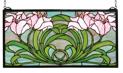 Tiffany Calla Lily Stained Glass Window Pink Lilies, Painted Glass Art, Stained Glass Window Panel, Tiffany Stained Glass, Stained Glass Flowers, Stained Glass Lamps, Stained Glass Panels, A Sky, Stained Glass Projects