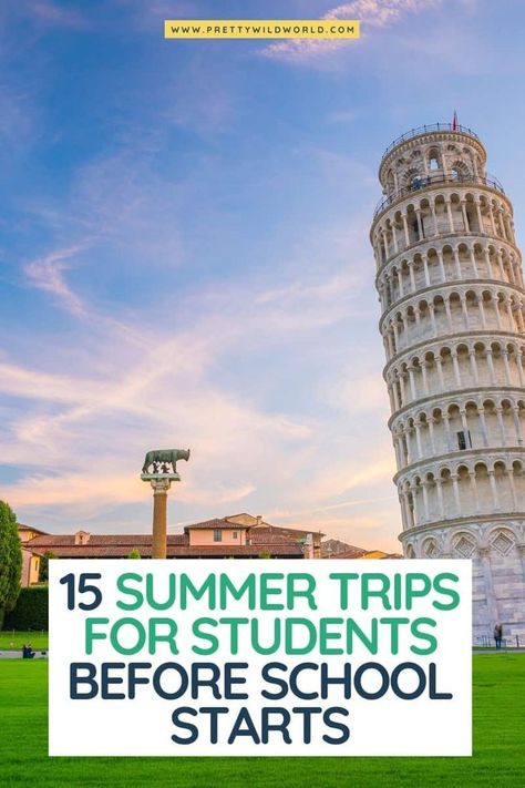 Looking for the best summer trips for students before school starts? trips for students, student getaways, best places for college students to travel, summer travel ideas for students, college student travel package, college trips abroad, cheap summer activities for college students, summer adventures for college students #europe #traveldestinations #traveltips #travelguide #travelhacks #bucketlisttravel #amazingdestinations #travelideas #traveltheworld via @prettywildworld Cheap Places To Travel For College Students, Activities For College Students, Cheap Summer Activities, Summer Destinations Europe, Trips Abroad, Gap Year Travel, Before School Starts, School Starts, Before School