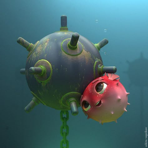 Pin 1. | DeviantArt on Twitter: "Q: What did the pufferfish say to the underwater explosive? A: Would you sea mine? “Mine” by veprikov: #DigitalArt #DadJokes #Pufferfish… | Asia/Taipei: Oct. 22, 2018 17:36:03 Nikita Veprikov, Newest Memes, Arte Robot, Art Et Illustration, Top Chef, Cute Animal Drawings, Cute Creatures, Whimsical Art, Fantasy Creatures