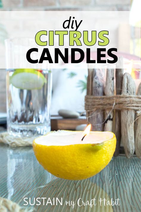 Lemon Candles, Make Scented Candles, Candles At Home, Citrus Candle, Glass Patio, Homemade Scented Candles, Lemon Candle, Diy Candles Scented, Candle Making Business