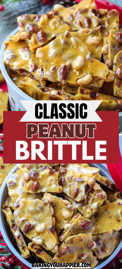 Peanut Brittle, a traditional and addicting Christmas candy that works perfectly as a gift or compliments any holiday treat platter! Peanut Brittle Recipe Easy, Easy Peanut Brittle Recipe, Treat Platter, Sweet Easy Recipes, Peanut Brittle Recipe, Easy Candy Recipes, Easy Candy, Brittle Recipes, Peanut Recipes