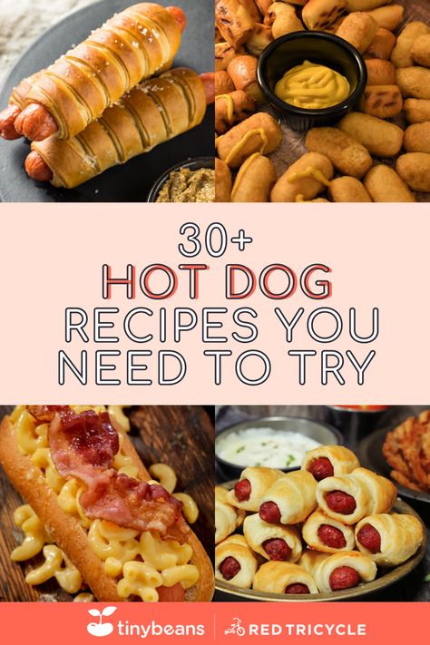 31 Hot Dog Recipes You Need to Try Unique Hot Dog Recipes, Hot Dog Ideas, Hot Dog Recipes Creative, Hot Dog Spaghetti, Air Fryer Hot Dogs, Hot Dog Appetizers, Unique Hot Dogs, Veggie Hot Dog, Recipes Unique