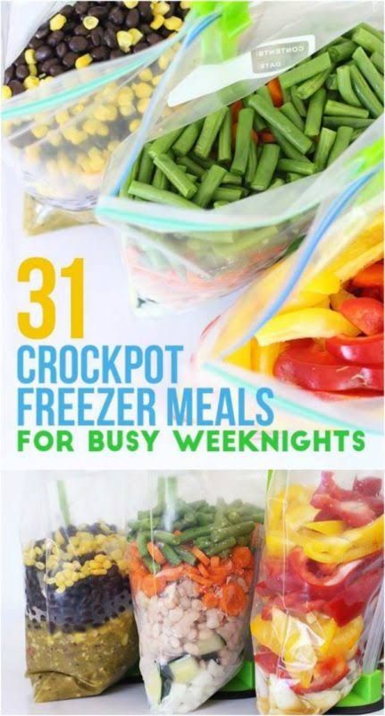 31 Crockpot Freezer Meals Meals For Busy Nights, Canned Meals, August Recipes, Freeze Meals, Crockpot Freezer Meals, Delicious Crockpot Recipes, Freezing Food, Budget Freezer Meals, Slow Cooker Freezer Meals