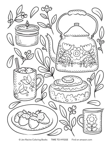 Vintage Coloring Book Pages, Cottagecore Colouring Pages, Nostalgia Coloring Pages, Cottagecore Line Art, Coloring Pages Aesthetic Coquette, Aesthetic Colouring Pages Simple, Cottage Core Coloring Pages, Fall Adult Coloring Pages, Cottage Doodle