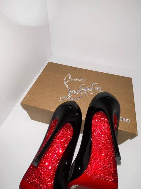 This service is to level up your Louboutins, walking up the stairs has never looked so seductive, yet elegant. You will dazzle every time you cross your legs at a romantic dinner, and always leave them wondering who you are, as you stroll out of any room. This purchase will be for an upgrade of a pair of your pre owned Christian Louboutins. I will custom crystallize the red soles of your personal Louboutins. If you know your size, and would like to ship a brand new pair of shoes to me, that is p Walking Up The Stairs, Dream Heels, Louboutin Sneakers, Heels Aesthetic, Shoes Heels Classy, Fashion Shoes Heels, Cute Shoes Heels, Red Louboutin, Christian Louboutin Heels