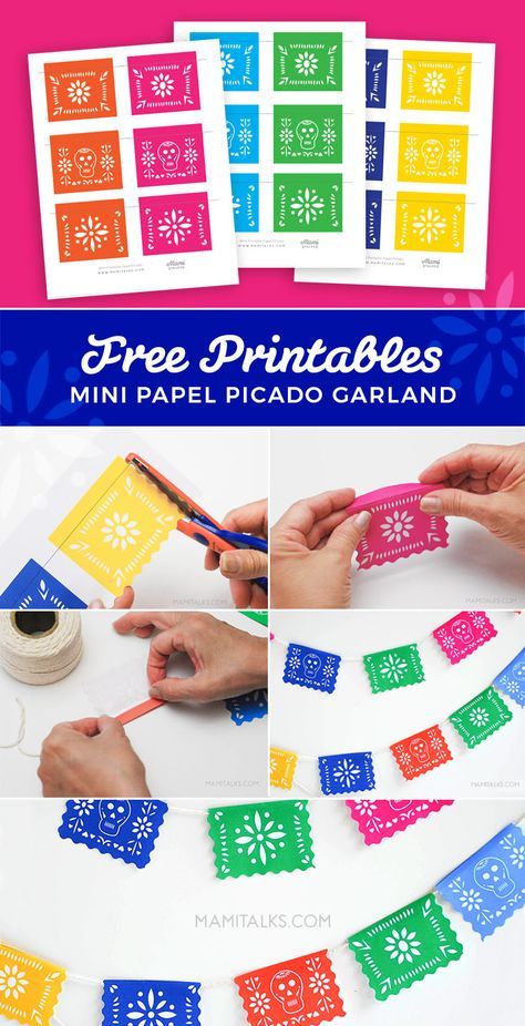 Mini Printable Papel Picado: Make a Garland - Mami Talks™️ Papel Picado Crafts For Kids, Mexican Printables Free, Paper Picado Diy, Paper Picado Template, How To Make Papel Picado Diy, How To Make Papel Picado, Papel Picado Template Printable Free, Cricut Papel Picado, Papel Picado Diy