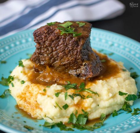 Short Ribs Recipe - The QUICK & EASY Way! | #TheNavagePatch #ShortRibs #EasyMeal #EasyFood #BestRibs | TheNavagePatch.com Braciole Recipe, Navage Patch, Crispy Brussel Sprouts, Parsnip Puree, Rib Recipe, Short Ribs Recipe, Red Wine Sauce, Beef Chuck Roast, Braised Short Ribs