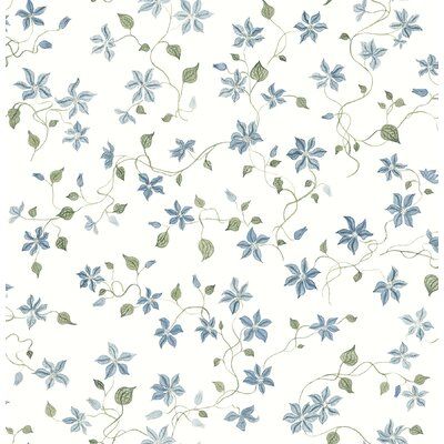 This charming floral trail wallpaper is elevated by its painterly design. The blue blossoms and leaves of the winding vines are layered with delicate, watercolor detailing. Artwork by Rachel Rogers. Betsy is an unpasted, non woven wallpaper. | Erin Gates Betsy Blue Heather Floral Trail Wallpaper in Gray/White, Size 20.5 W in | Wayfair | Home Decor Heathers Wallpaper, Rachel Rogers, Unusual Wallpaper, Chinoiserie Design, A Street Prints, Bow Wallpaper, Erin Gates, Delicate Watercolor, Wallpaper For Sale