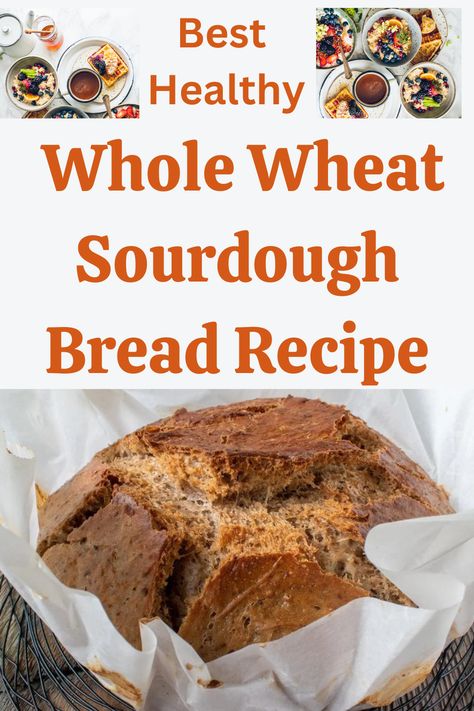 This 100% whole wheat sourdough bread recipe features whole wheat flour, water, sourdough starter, and salt. After a 30-minute autolyse, mix in the starter and salt. Allow bulk fermentation for 4-5 hours, shaping the dough before a final rise. Bake in a preheated Dutch oven for a crusty, flavorful loaf that's nutritious and delicious. Is Sourdough Bread Good For You, Healthy Sourdough Bread Recipe, Mediterranean Diet Sourdough Bread, Healthy Sourdough Bread, Benefits Of Sourdough Bread, Sourdough Bread Healthy, Sourdough Basics, Benefits Of Sourdough, Bread Tips