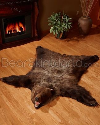 It says, "Keep out, children" without all those needless expletives. One look, and those kids will piss themselves silly. Faux Bear Skin Rug, Bear Rugs, Bear Skin Rug, Chic Cabin, Bear Mounts, Animal Skin Rug, American Black Bear, Adirondack Style, Skin Rugs