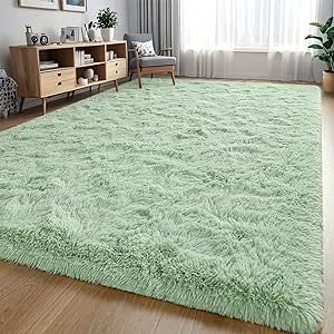 Larhom Fluffy Fuzzy Sage-Green Rugs for Bedroom, 6x9 Feet Soft Non Slip Plush Area Rug for Living Room, Kids Room, Indoor Modern Shaggy Rug for Nursery, Dorm, Home Decor Sage Green Rug, Sage Green Bedroom, Cosy Bedroom, Fluffy Rug, Plush Area Rugs, Shaggy Rug, Bedroom Green, Green Rug, Bedroom Rug