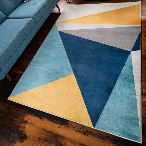 Bedroom Runner, Geometric Living Room, Hall Runner Rugs, Soft Bedroom, Lounge Bedroom, Blue Cushion Covers, Pastel Abstract, Hall Runner, Grey Hall