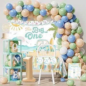 YJDFWAUT The Big One First Birthday Decorations, Surf 1st Birthday Party Decorations Supplies, Boy 1st-Wave First Birthday Décor, Retro Sand Summer Beach Surfs Up Pool Fishing Baby Boy 1st Birthday Surf 1st Birthday, The Big One First Birthday, Big One First Birthday, Surf Birthday Party, Surf Birthday, Fishing Baby, First Birthday Crown, 1st Birthday Party Decorations, Baby Boy First Birthday