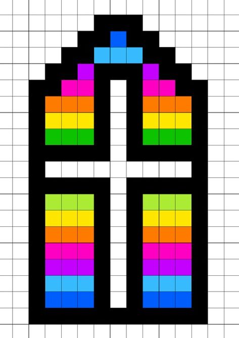 Cross Perler Bead Patterns, Christian Perler Bead Patterns, Christian Pixel Art, Church Window, Cross Quilt, Knitted Toys Free Patterns, Pearl Beads Pattern, Perler Art, Perler Crafts