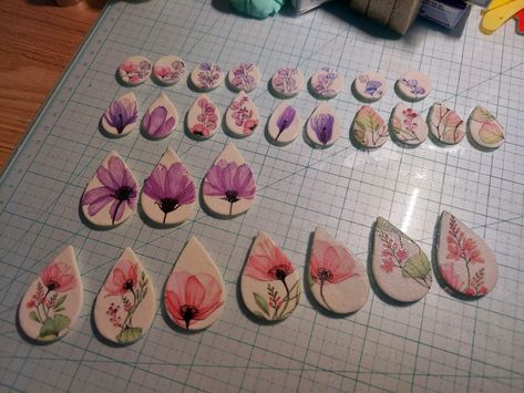 Temporary Tattoos on Polymer Clay Temporary Tattoo On Polymer Clay, Clay Ideas, Temporary Tattoos, Temporary Tattoo, Tattoo On, Polymer Clay Jewelry, Clay Jewelry, Flower Earrings, Polymer Clay