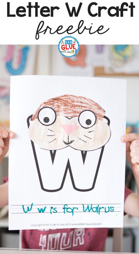 To continue with our weekly letter craft I've created this Animal Alphabet W is for Walrus Craft so our preschool and kindergarten students. W Is For Walrus, Walrus Craft, Letter W Crafts, Thanksgiving Lesson Plans, First Grade Freebies, Animal Alphabet Letters, Thumbprint Art, Early Years Classroom, Animal Craft