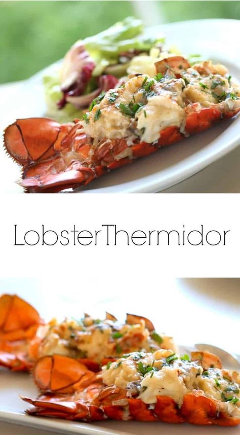 Lobster Thermidor Recipe, Seafood Dinner Party, Lobster Thermidor, Lobster Dishes, Lobster Recipes Tail, Lobster Dinner, New Years Eve Dinner, New Year's Food, Shellfish Recipes