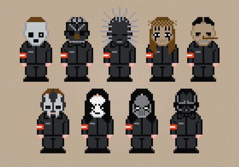 Slipknot Rock Band Cross Stitch PDF Pattern by pixelpowerdesign, $6.00 Slipknot Cross Stitch, Slipknot Perler Beads, Band Perler Beads, Band Cross Stitch, Hammer Beads, Embroidery Tips, Easy Pixel Art, Hama Beads Patterns, Perler Patterns