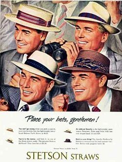 50s hats for men 1950s Mens Hats, Men Wearing Hats, 50s Hats, Stetson Straw Hats, Men In Hats, 1950s Fashion Menswear, Men Hats Styles, 1950s Men, 1950s Mens Fashion