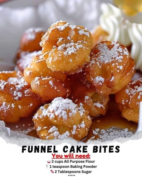 Funnel Cake Bites, Recipe Step By Step, Cake Bites, Funnel Cake, All Purpose Flour, Protein Shake, Recipe Steps, Protein Shakes, 2 Cups