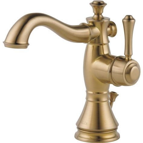 DELTA Cassidy Bathroom Faucet - 1-Handle - Champagne Bronze 597LF-CZMPU | RONA Delta Cassidy, Gold Bathroom Faucet, Single Handle Bathroom Faucet, Single Hole Bathroom Faucet, Gold Bathroom, Delta Faucets, Widespread Bathroom Faucet, Champagne Bronze, Single Hole Faucet