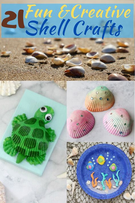 Sea Shell Crafts For Kids Paper, Sea Shell Crafts Diy For Kids, Sand And Seashell Crafts, Kids Shell Crafts, Easy Shell Crafts, Decorate Seashells, Sea Shell Crafts For Kids, Shell Crafts For Kids, Seashell Crafts Kids