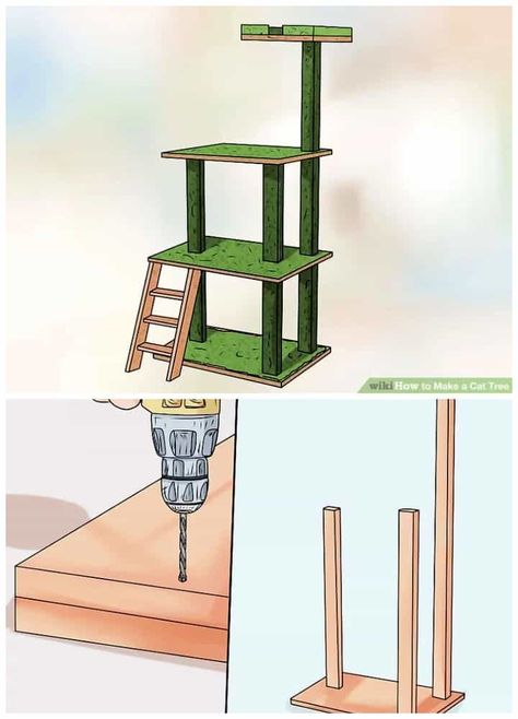 22 DIY Cat Tree Plans To Build For Your Feline Friend Diy Cat Trees Homemade, Diy Cat Climbing Tree, Cat Climber Diy, Diy Outdoor Cat Tree, Diy Cat Tower Ideas, Cat Tree Diy Easy How To Build, How To Build A Cat Tree, Ikea Cat Tree, Diy Cat Tower Plans