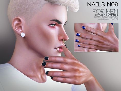 Nails For Men, Male Nails, Cc Nails, Men Nail Polish, Chipped Nail Polish, Sims 4 Nails, Pedicure Supplies, Natural Nail Art, S Nails