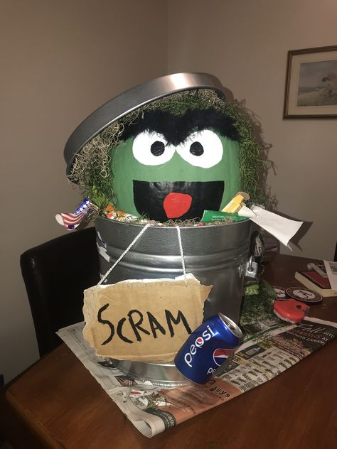 Oscar the grouch pumpkin decorating! Oscar The Grouch Pumpkin Contest, Oscar The Grouch Pumpkin Decorating, Storybook Character Pumpkin Decorating, Oscar Pumpkin Decorating, Oscar The Grouch Pumpkin, 1st Place Pumpkin Decorating Contest, Pumpkin Decorating Storybook Characters, No Carve Pumpkin Decorating Contest Winners, Unique Pumpkin Decorating Ideas