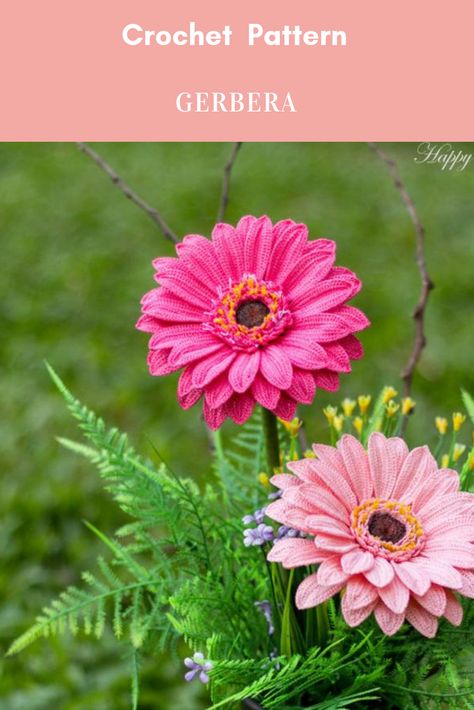 Crochet Gerbera Daisy Flower Pattern #crochetflowerpattern #flowercrochetpattern #gerberacrochetpattern #crochetarcade #crochet #crochetpattern #diy #crafts #crochethomedecor Affiliate Link Gerba Daisy, Crochet Gerbera, Crochet Daisy Flower, Realistic Crochet, Gerbera Daisy Flower, Daisy Pillow, Daisy Flower Pattern, Crochet Flower Pattern, Fun Crochet