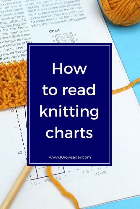 How to read knitting charts | 10 rows a day Knitting 101, Knitting Hacks, Knitting Help, Knitting Basics, Crochet Dolls Free Patterns, Knitting Blogs, Knitting Instructions, Knitting Charts, Knit Stitch Patterns