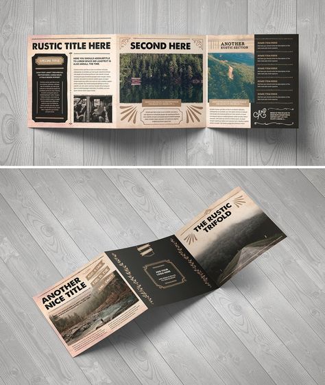 The Rustic Square Brochure Template Phamplet Aesthetic Design, Vintage Brochure Design, Aesthetic Brochure Ideas, Square Brochure Design, Infographic Brochure, Vintage Brochure, Product Brochure, Brochure Design Layout, Trifold Brochure Design