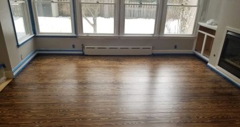 100 year old floor yellow pine stained Early American | Hardwood Floor Installation Ann Arbor & Refinishing Hardwood Flooring Hardwood Floor Installation, Floor Stain Colors, Wood Floor Stain Colors, Old Wood Floors, Installing Hardwood Floors, Stain On Pine, Dark Hardwood, Floor Stain, Refinishing Hardwood Floors