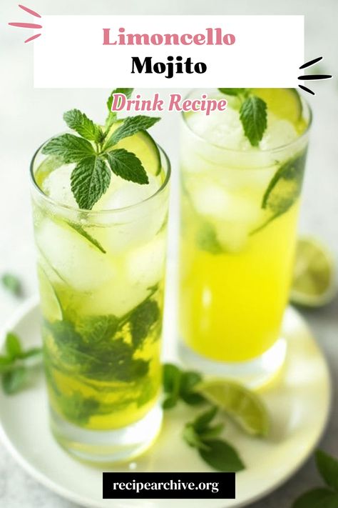 Limoncello Mojito Limoncello Mojito, Limoncello Martini, Limoncello Cocktail, Limoncello Cocktails, Mojito Drink, Classic Mojito, Limoncello Recipe, Prosecco Cocktails, Sweet Drinks