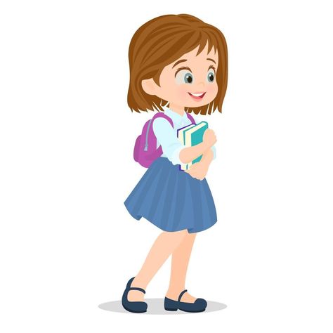 Convert Image To Vector, School Clipart, Kids Vector, Going To School, Girl Clipart, Kids Clipart, Educational Activities, Kids Education, Simple Art