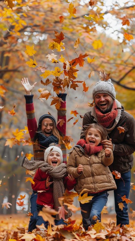 Autumn Family Fun: A joyful family moment captured as they play with falling leaves during a vibrant autumn day. #autumn #family #leaves #fun #joy #children #laughter #play #aiart #aiphoto #stockcake https://ayr.app/l/gUd7 Family Group Wallpaper, Family Pictures Outside Fall, Family Fun Photoshoot Ideas, Photoshoot Fall Family, Fall Family Photos 3 Children, Happy Family Aesthetic Photography, Fall Family Of 5 Photos, Family Photo Autumn, Family Photoshoot Autumn