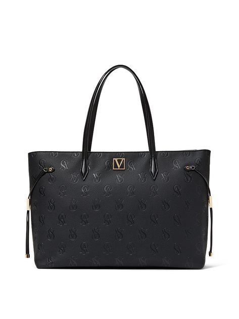 victoria secret the victoria caryall tote Victoria Secret Tote Bags, Monogram Tote Bags, Carryall Tote, Monogram Tote, Victoria Secret Bags, Carry All Bag, Black Tote, Large Tote Bag, Black Tote Bag