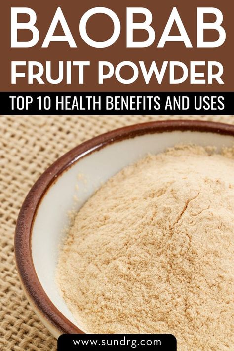 The baobab fruit powder contains various vital vitamins and minerals and is a nutrient-dense, prebiotic food that helps enhance glowing skin. Baobab Benefits, Baobab Fruit, Baobab Powder, Prebiotic Foods, Fruit Powder, Fruit Health Benefits, Fruit Benefits, Powder Recipe, Nutrient Dense