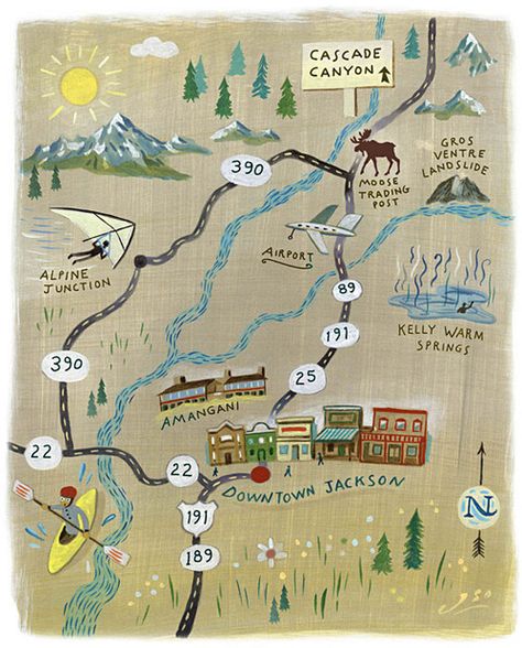 John S. Dykes MAPS Jackson Wyoming map for The Wall Street Journal Road Map Design, Wyoming Map, Map Creator, Illustrated Maps, Jackson Wyoming, Travel Infographic, Pictorial Maps, Map Illustration, Framed Map