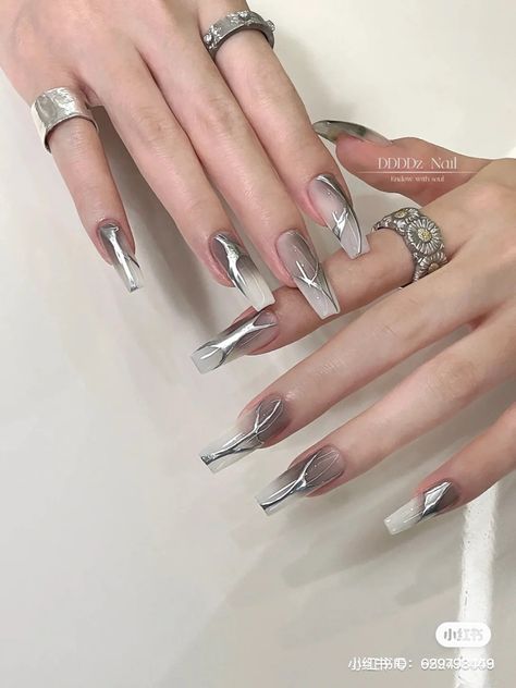 Goth Nails, Lines On Nails, Y2k Nails, Blush Nails, Classy Acrylic Nails, Soft Nails, Jelly Nails, Acrylic Nails Coffin Short, Foil Nails