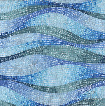 Ocean Wave Mosaic | Brighton Wave Jewel Glass Mosaic - contemporary - bathroom tile ... Contemporary Bathroom Tiles, Mosaic Waves, Beach Mosaic, Ravenna Mosaics, New Ravenna, Mosaic Tile Designs, Pool Art, Contemporary Tile, Mosaic Tile Art