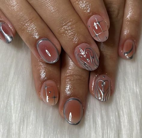 Y2k Nail Art Short Nails, 3d Gel Nail Art Short Nails, Y2k Nail Art Short, Starcatcher Nails, 3d Short Nail Designs, Short Cyberpunk Nails, Airbrush Short Nails, Aesthetic Short Nail Ideas, 3d Nail Art Short Nails