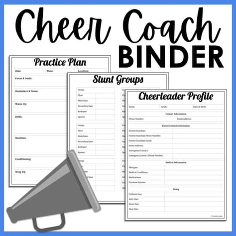 Cheer Coach Binder by Teach then Cheer - Nathalie Gaebe | TPT Cheer Binder Cover Ideas, Cheer Coach Planner, Middle School Cheer Coach, Cheer Coach Binder, Cheerleading Tryouts, Sideline Cheer, Cheer Tryouts, High School Cheerleading, Cheer Coach Gifts