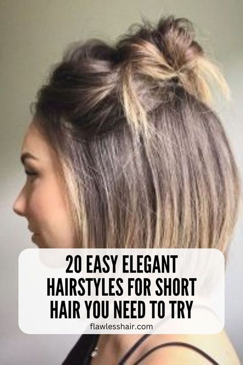 Messy Half Updo For Short Hair Elegant Hairstyles For Short Hair, Easy Elegant Hairstyles, Short Hair Updo Easy, Different Hair Textures, Simple Elegant Hairstyles, Half Up Half Down Short Hair, Braided Half Updo, Messy Hair Updo, Short Hair Waves