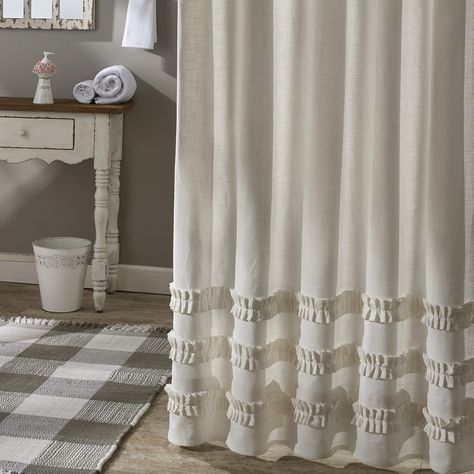 Elegant and charming, this chic shower curtain introduces a timeless charm that will remain a classic addition for years to come. The neutral cream color combined with the unique ruffled bottom accents create a captivating display to aesthetically enhance any guest or main bathroom space. The thick cotton fabric is designed to be used for years to come for a reusable bathtub addition that can be effortlessly coordinated with a wide variety of patterns and styles to create a unique atmosphere for Ruffle Shower Curtain, Cream Shower Curtains, Chic Shower Curtain, Luxury Bathroom Design, Ruffle Shower Curtains, Farmhouse Shower Curtain, Boho Shower Curtain, Bathroom Shower Curtain, Modern Farmhouse Bathroom